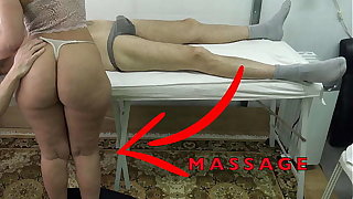 Mademoiselle Masseuse with Big Butt let me Lift her Dress & Fingered her Pussy While she Massaged my Dick !